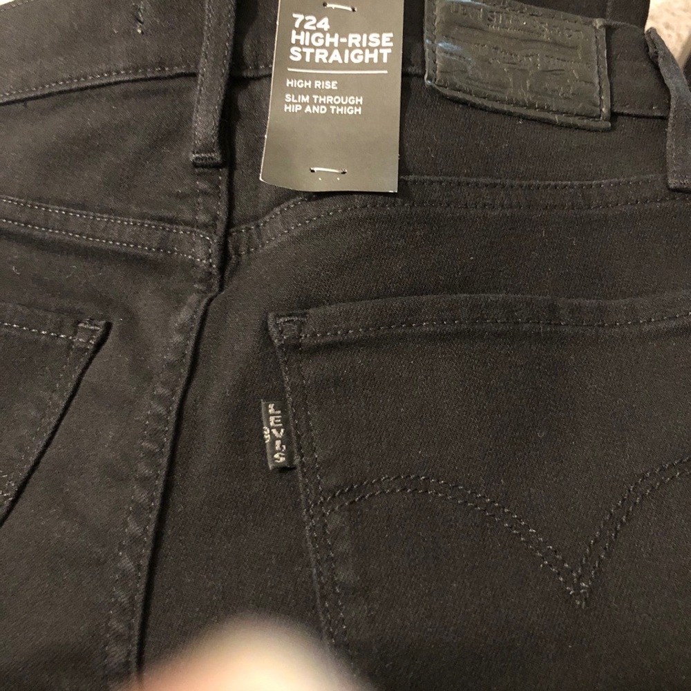 NWT Levi’s 724 High Rise Straight jeans black 24 - Picture 6 of 9